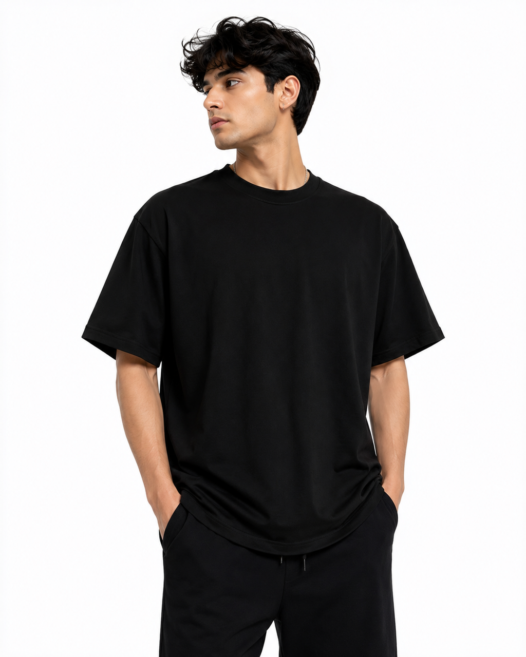 Black Solid Oversized T-shirt