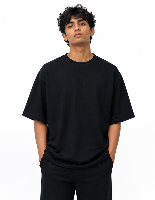 Black Solid Oversized T-shirt